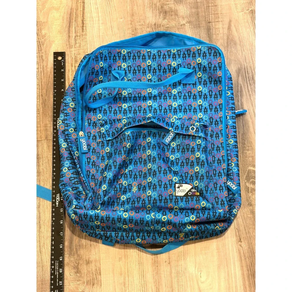 Yoobi Pharrell Williams i am OTHER Blue Geometric Laptop Backpack Y2K Streetwear